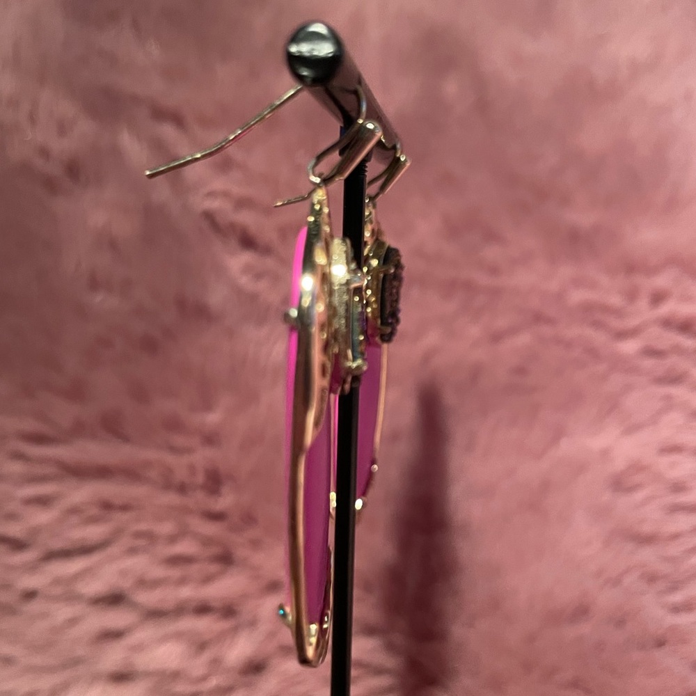 Kendra Scott Glam Rocks Deva Earrings in Hot Pink and Iridescent Drusy - Picture 8 of 8